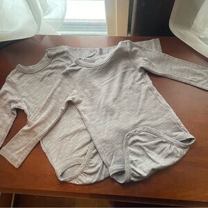 HM Tan Merino wool thermal long-sleeve bodysuits onesies 92cm / 2t